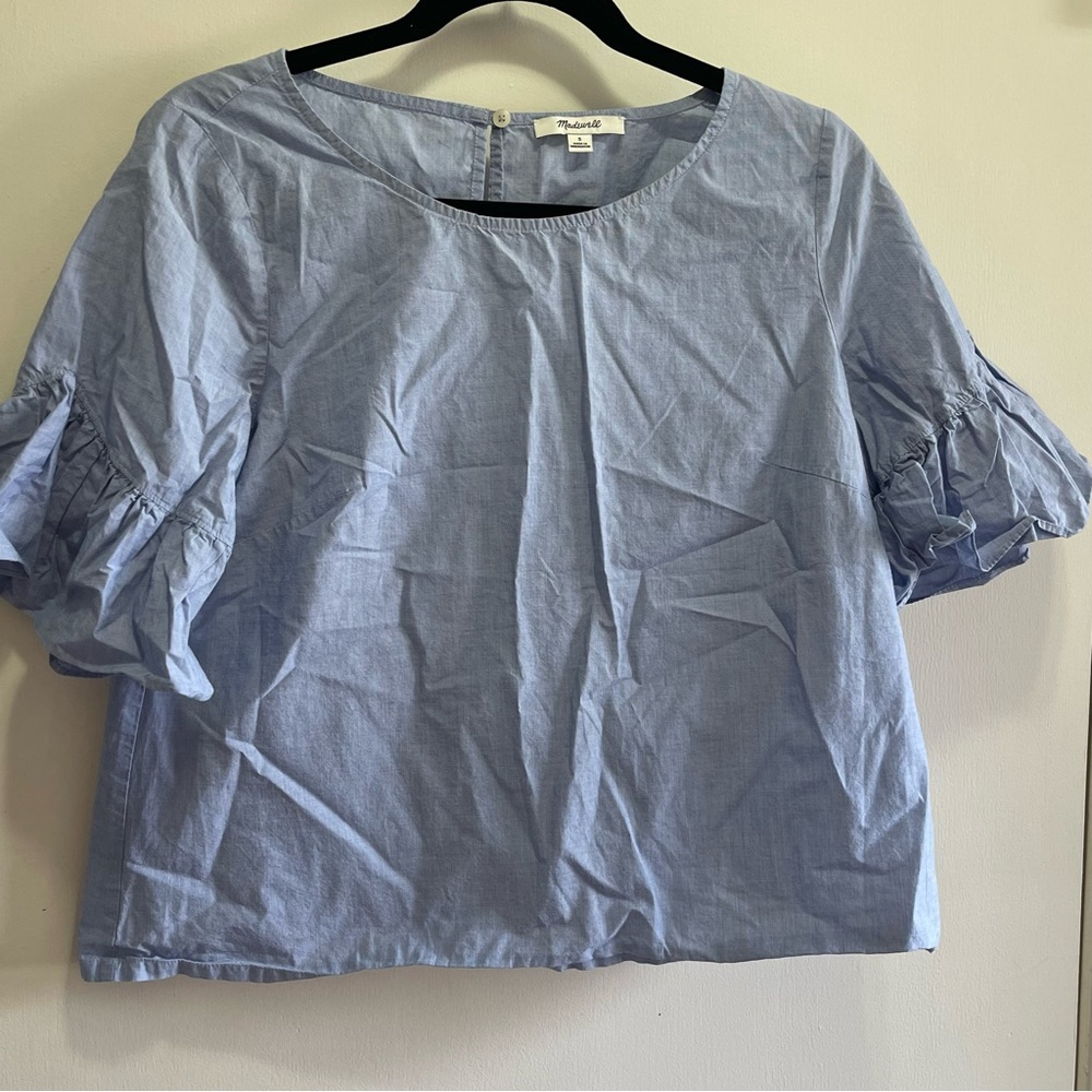 Madewell small blue crop blouse